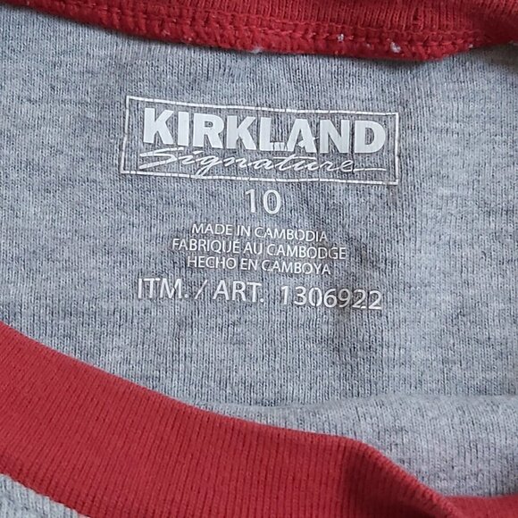 Kirkland Signature Boys Light Gray Red Trim Graphic Long Sleeve Top - Size 10 - Picture 5 of 6